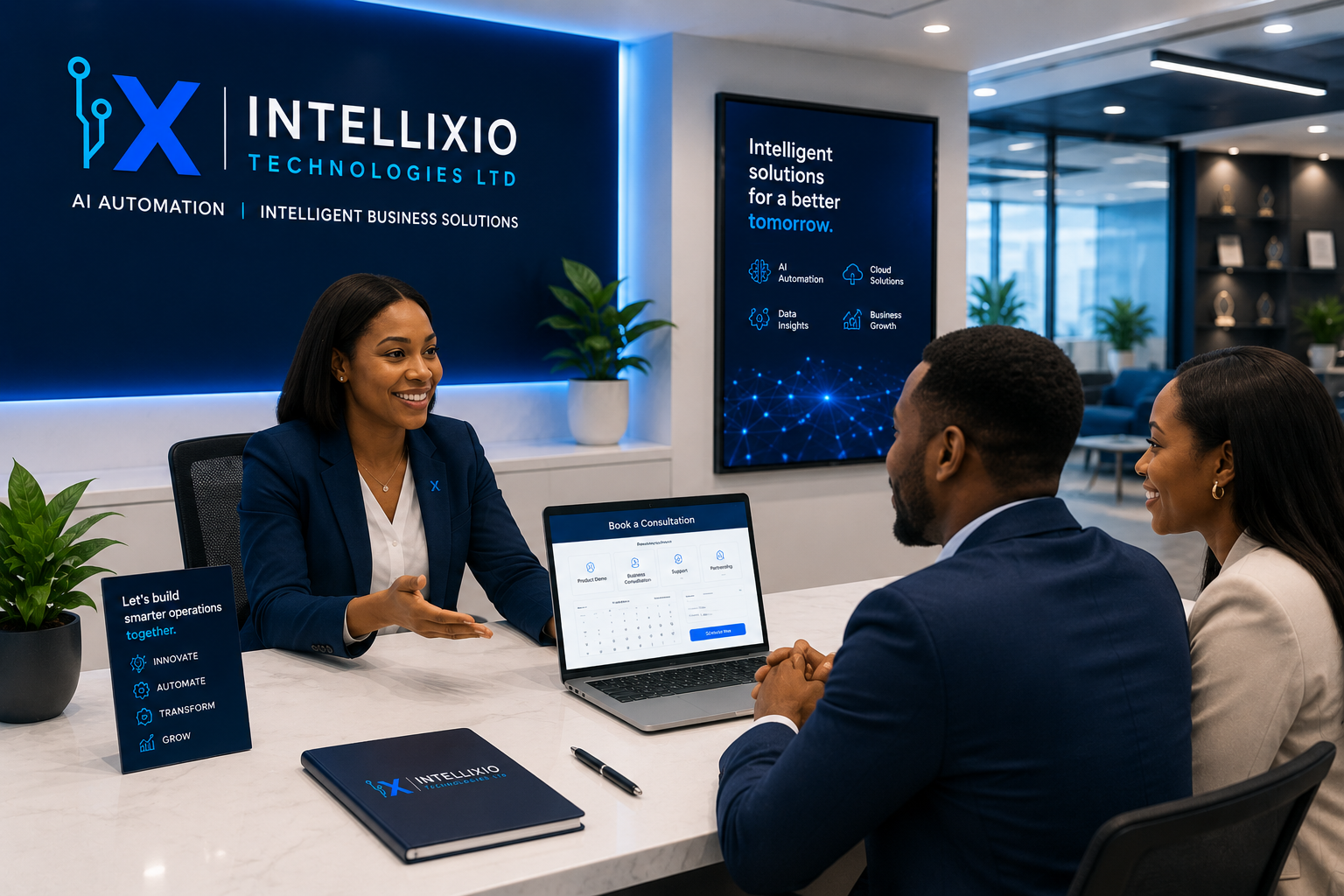 Intellixio team working together in a modern office